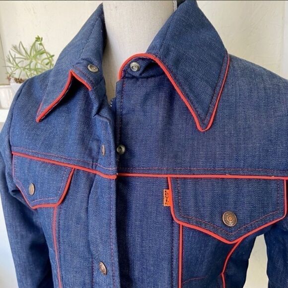 Vintage Levi’s Orange Tab Denim Ski Jacket 12 L - Picture 2 of 9